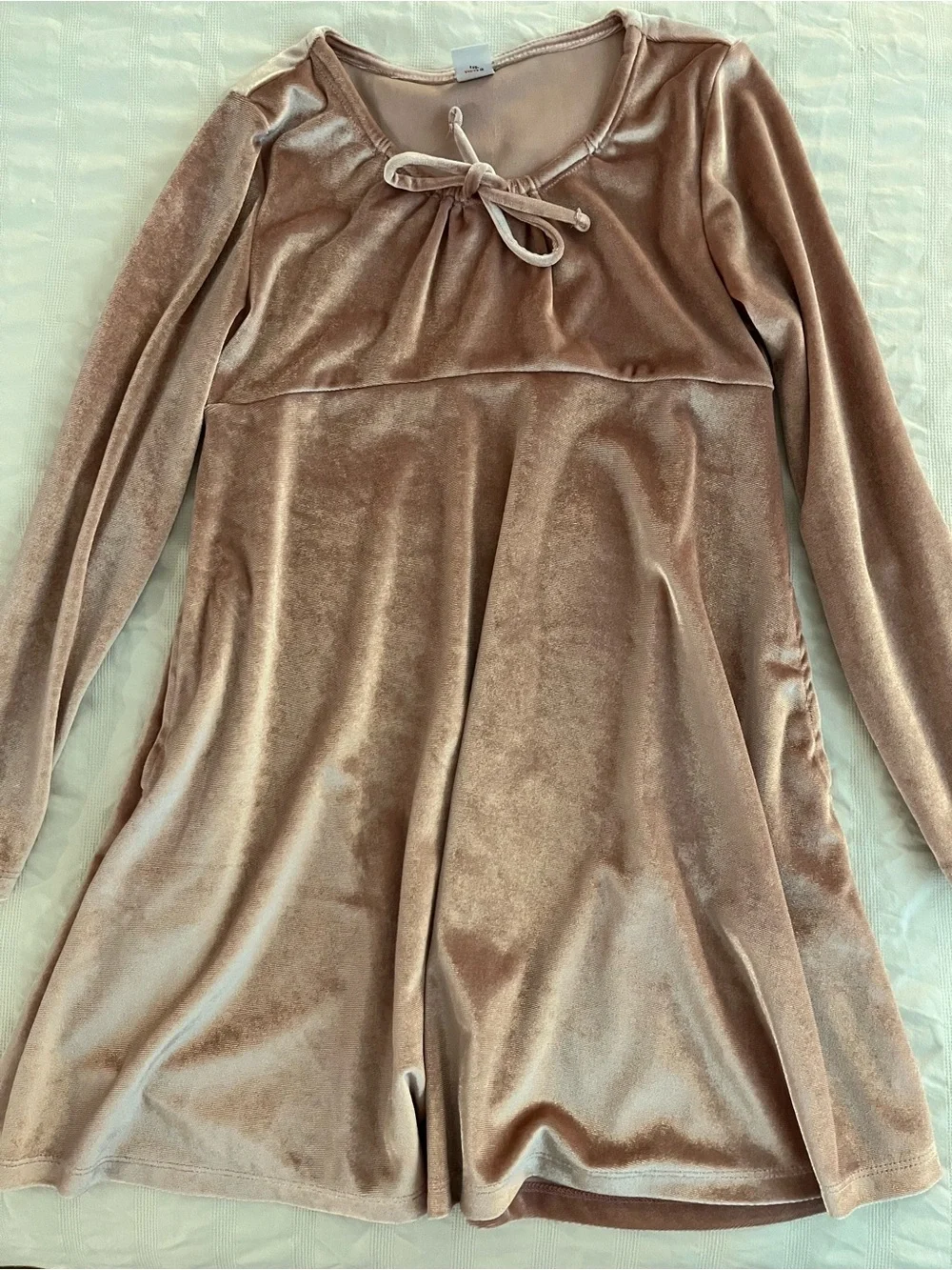 Velvet Long-Sleeve Babydoll Dress